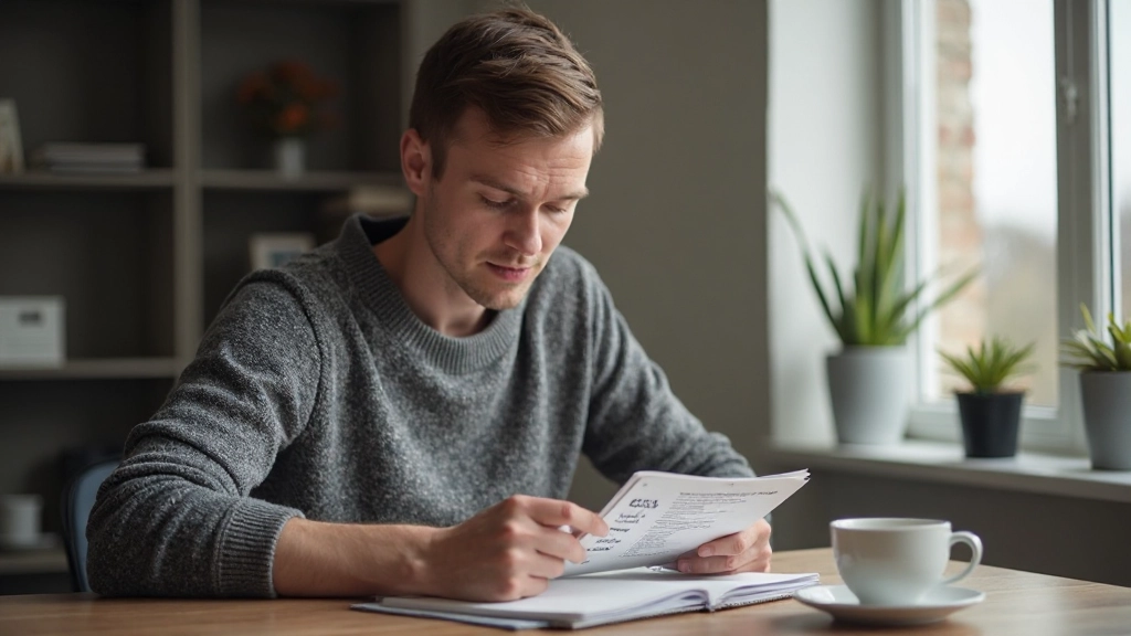 Persoon met aantekeningen en woordenlijst voorbereiding voor Nederlands gespreksoefening